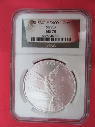 2015 Mexico 1 Onza Silver Ngc Ms 70 photo