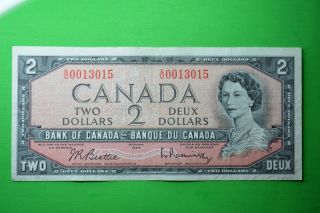 1954 Canada Bill 2$ Au Beatie - Rasminski S/u0013015.  Low Number. photo