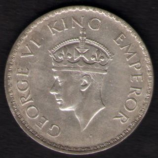 British India - 1940 - George Vi One Rupee Silver Coin Ex - Rare Coin photo