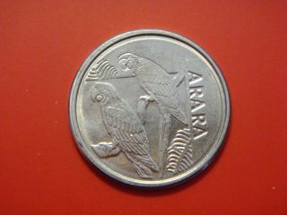 Brazil 5 Cruzeiros Reais,  1993,  Macaw Parrots,  Bird Coin photo