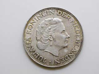 Netherlands 2 - 1/2 Gulden Km 185 1962 Silver Coin photo