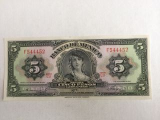5 Peso Mexico Banknote 1961 Gypsy Uncirculated Abnc. photo