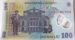 Romania - Unc 100 Lei Banknote Issued 2005 (2017) Polymer P121 photo