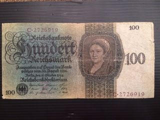 Germany,  100 Reichsmark 1924 P 178 photo