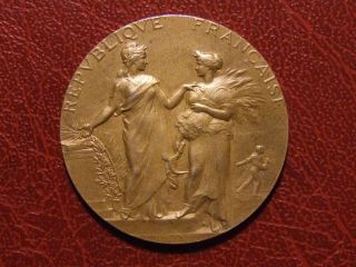 Art Nouveau Agriculture & Science Gold Plated Silver Medal By Alphée Dubois photo
