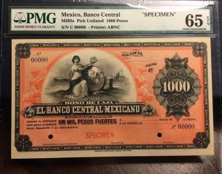 Mexico Banco Central Mexicano Ca.  1900 1000 Pesos Bono De Caja Pmg Gem Unc 65 Epq photo