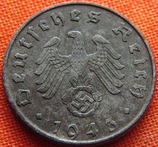 Ww2 German 1943 - G 5 Rp Reichspfennig 3rd Reich Zinc Nazi Coin (rl 1967) photo