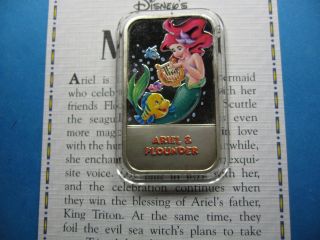 Ariel & Flounder Little Mermaid Disney Enamel Usps Rare Sharp 999 Silver Bar D photo