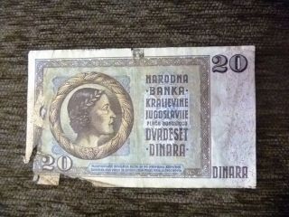 20 Dinara 1936 Yugoslavia Banknote photo