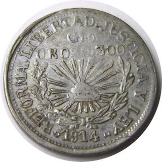 Elf Mexico Revolution Guerrero 1 Peso 1914 Silver/gold Zapata photo