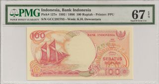 P - 127e 1992/1996 100 Rupiah,  Bank Of Indonesia,  Pmg 67epq Finest Known photo