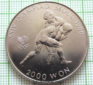 South Korea 1987 2000 Won,  Seoul Olympics - Wrestling,  Unc photo