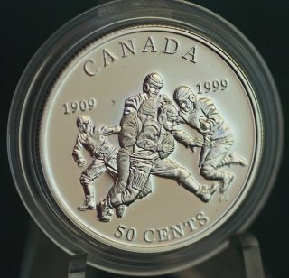 1999 Canada Football - Grey Cup Proof 50 Cent Coin In Metal Case photo