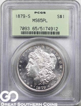 1879 - S Morgan Silver Dollar,  Proof - Like,  Pcgs Ms 65 Pl Old Green Holder photo