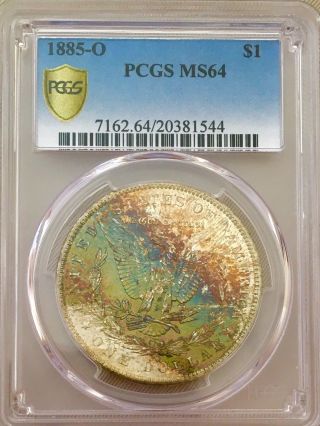 1885 O Morgan Pcgs Ms64 Absolutely A Gorgeous Coin Monster Toned Reverse Wow photo