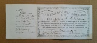 The Boston Baseball Assn.  (red Caps/beaneaters) Stock Certificate,  Dec.  16,  1882 photo