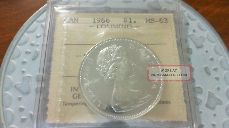 1966 Silver Dollar Iccs Ms 63 Coins: Canada photo