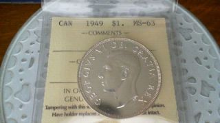 1949 Silver Dollar Iccs Ms 63 photo